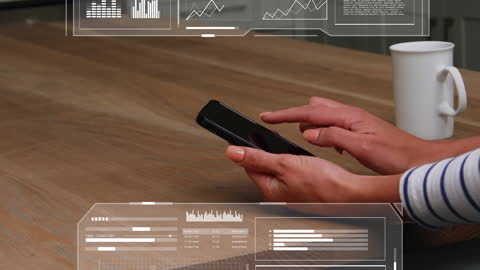 Tech Savvy Man Using Smartphone with Data Analytics Concept