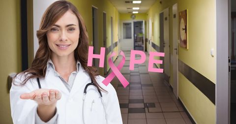 Breast Cancer Awareness with Female Doctor and Hope Text