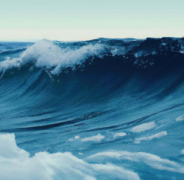 Majestic Ocean Wave in Tranquil Blue Sea - Download Free Stock Images Pikwizard.com