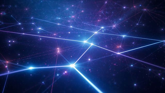 Abstract network of glowing nodes and lines in futuristic space