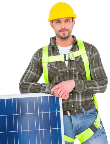 Transparent Image of Worker Standing with Solar Panel Confidently - Download Free Stock Videos Pikwizard.com