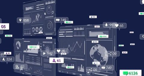 Displaying Layered Analytics Dashboards with Notification Badges and Metrics Visualization
