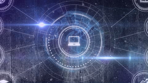 Futuristic Network With Digital Laptop Icon and Connections