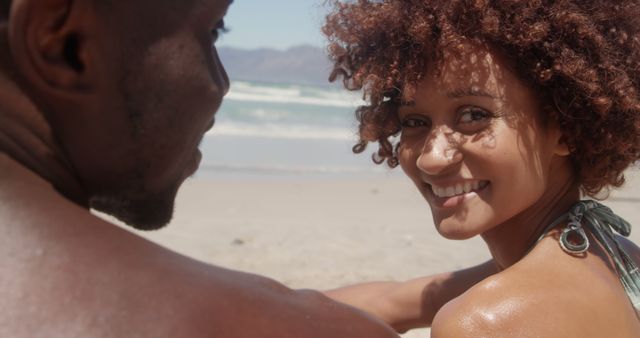 Smiling Couple Enjoying a Day at the Beach - Download Free Stock Images Pikwizard.com