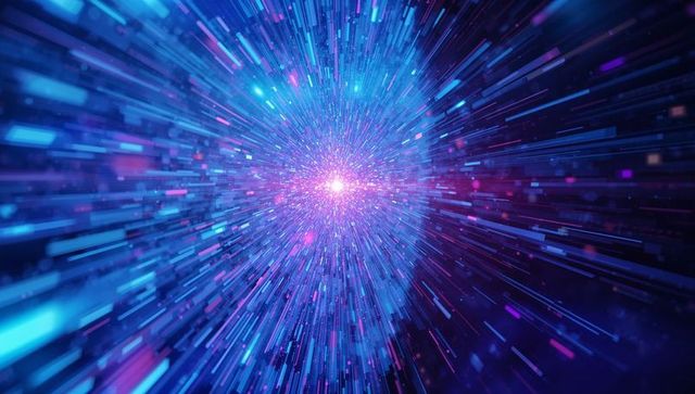 Futuristic Neon-Light Speed Tunnel Explosive Technology Concept