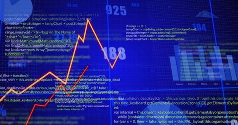 Financial Data Processing with Blue Background Overlay - Download Free Stock Images Pikwizard.com