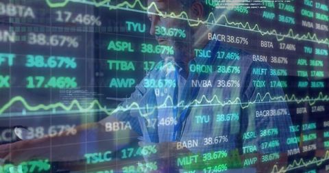 Trader Analyzing Stock Market Trends on Screen in Office