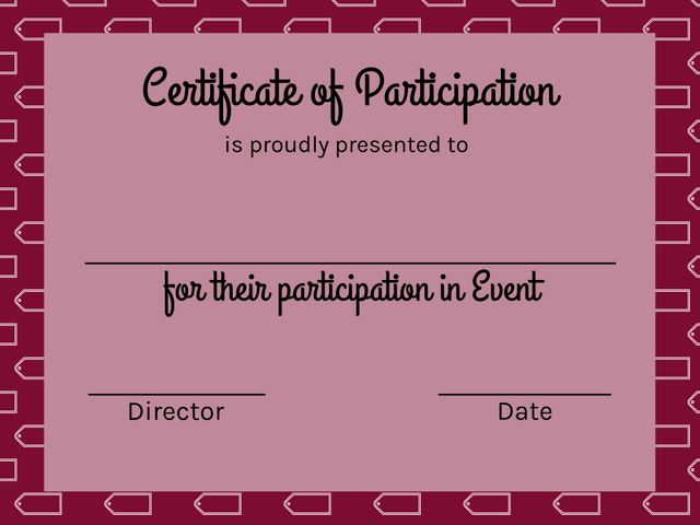 Vintage Certificate of Participation Template with Geometric Border - Download Free Stock Templates Pikwizard.com