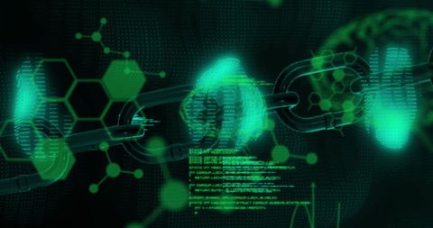 Glowing Abstract Blockchain with Digital Data Elements - Download Free Stock Images Pikwizard.com
