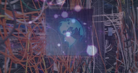 Digital Globe and Network Connections in High-Tech Server Room