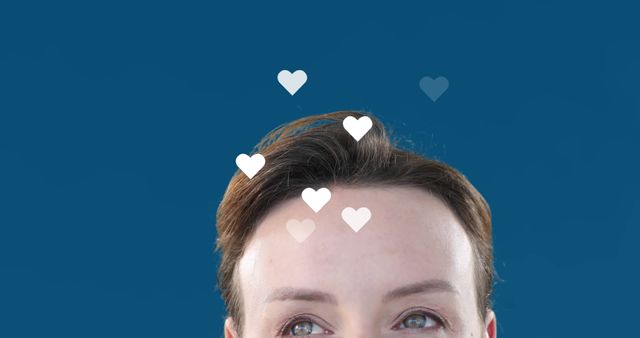 Close-Up of Person's Eyes with Floating Heart Icons Background - Download Free Stock Images Pikwizard.com