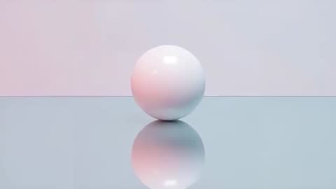 Elegant White Sphere Rotating on Glossy Surface