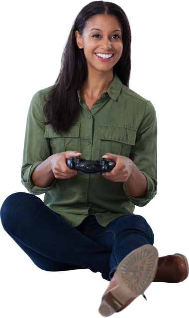 Transparent Smiling Woman Having Fun Playing Video Game Controller - Download Free Stock Videos Pikwizard.com