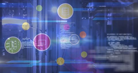 Digital Interface with Data Processing and Server Icons - Download Free Stock Images Pikwizard.com