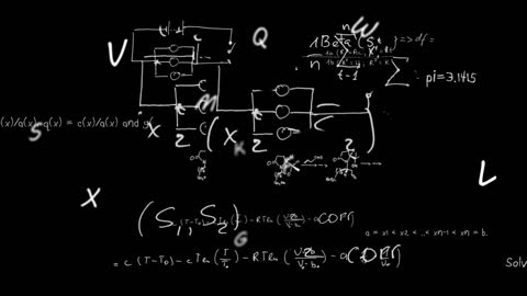 Complex Mathematical Formulas Chalkboard Style Black Background