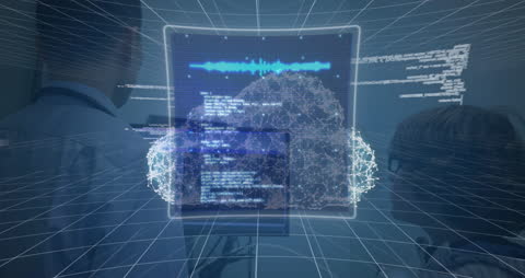 Digital Cloud Animation with Doctor Explaining to Boy