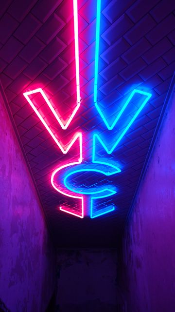 Bright Neon VICE Sign Illuminating Alleyway - Download Free Stock Photos Pikwizard.com