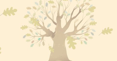 Thanksgiving Banner with Autumn Tree and Leaves on Yellow Background