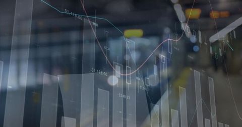Financial Analytics Overlay on City Lights Background - Download Free Stock Images Pikwizard.com