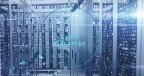 Futuristic Cyber Security in Data Center with Key Icon Overlay - Download Free Stock Images Pikwizard.com