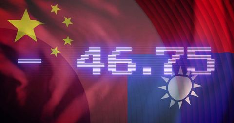 binary codes and market values over china taiwan flags - Download Free Stock Images Pikwizard.com