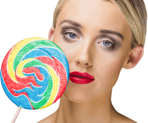 transparent portrait of model with bright rainbow lollipop - Download Free Stock Videos Pikwizard.com