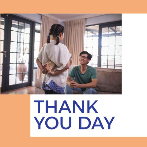 young girl gives gift to smiling father on thank you day - Download Free Stock Templates Pikwizard.com