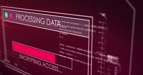 Digital Data Processing Interface on Red Background - Download Free Stock Images Pikwizard.com
