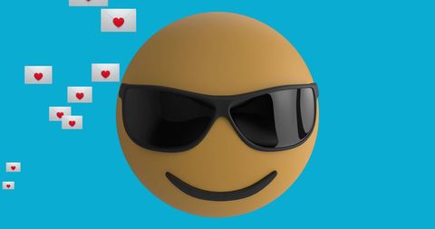 Cool Emoji with Sunglasses and Flying Love Emails