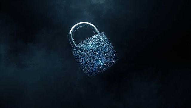 Futuristic Circuit Padlock Representing High-Tech Cybersecurity