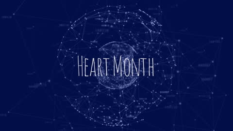 Heart Month Text Over Globe with Network Connections