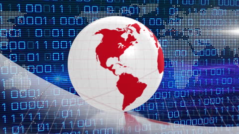 Globe With Binary Code Over Digital World Map