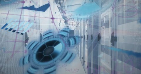 Abstract Digital Network and Data Processing in Server Room - Download Free Stock Images Pikwizard.com