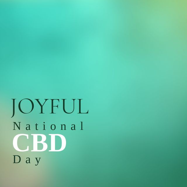 This vibrant graphic design with 'Joyful National CBD Day' text on a green background perfectly captures the essence of celebration for CBD awareness. Ideal for online promotions, social media posts, and educational content, this image can effectively spread the message of CBD benefits. Use it in newsletters, blog articles, or marketing materials to mark the occasion and inform the audience about CBD's positive impact on wellness.