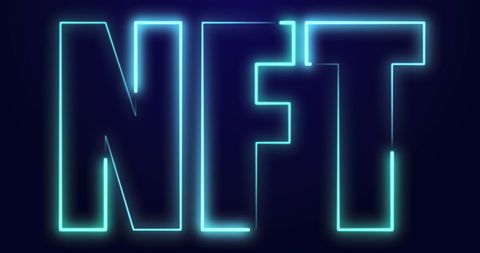 Glowing Neon NFT Letters on Dark Digital Background - Download Free Stock Images Pikwizard.com