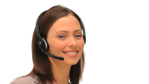 Friendly Customer Service Representative with Headset Smiling
