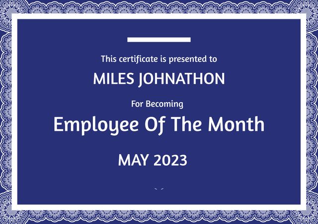 Elegant Employee of the Month Certificate with Blue Design - Download Free Stock Videos Pikwizard.com