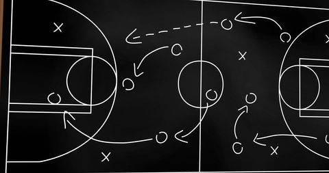 Chalkboard Basketball Strategy Illustration