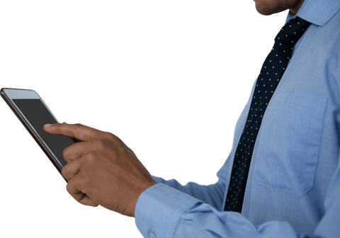 Transparent Background Businessman Using Tablet Midsection - Download Free Stock Videos Pikwizard.com