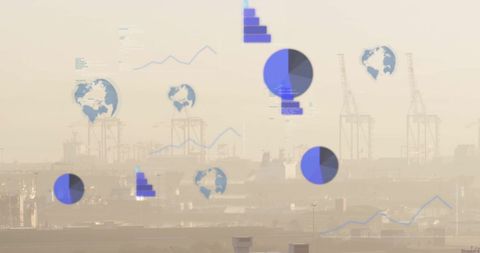 Digital Interface Over Cityscape Representing Global Data Exchange - Download Free Stock Images Pikwizard.com