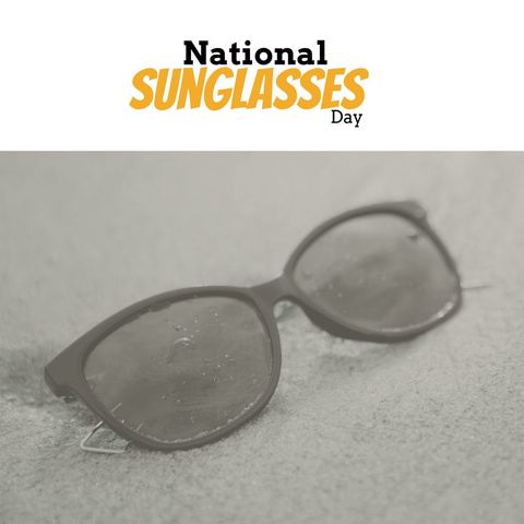 sunglasses on sandy beach celebrating national sunglasses day - Download Free Stock Templates Pikwizard.com