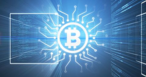 Glowing Bitcoin Symbol on Digital Finance Background - Download Free Stock Images Pikwizard.com