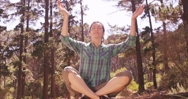 Relaxed Person Meditating in Forest - Download Free Stock Images Pikwizard.com