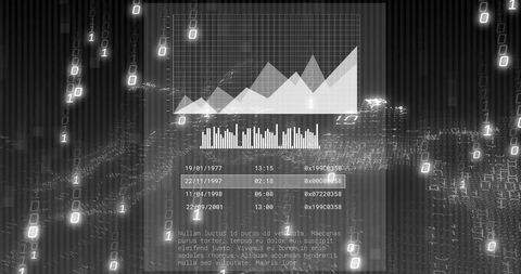 Digital Financial Analysis with Charts and Binary Code Overlay - Download Free Stock Images Pikwizard.com
