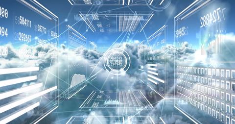 Futuristic Digital Data Network on Virtual Clouds Landscape - Download Free Stock Images Pikwizard.com