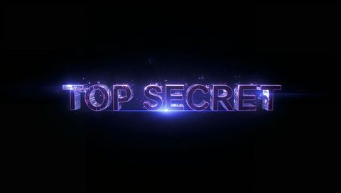 Glowing 3D TOP SECRET Neon Text with Futuristic Purple Lens Flare and Sparks Cinematic Metallic