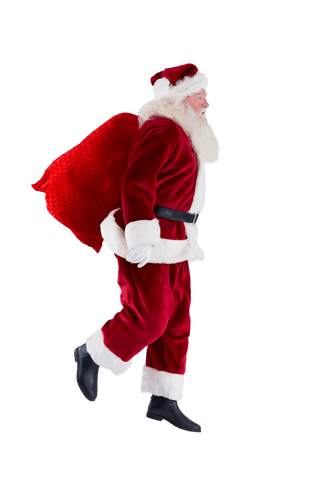 Merry Santa Claus Carrying Red Gift Sack Transparent Background - Download Free Stock Videos Pikwizard.com