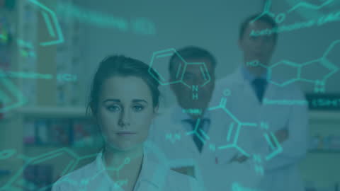 Diverse Scientists Analyzing Molecular Structures in Lab