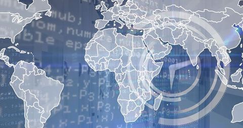 Global Data Network and Time Management Integration in Server Room - Download Free Stock Images Pikwizard.com