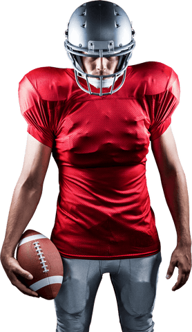Transparent American Football Player with Ball Red Jersey